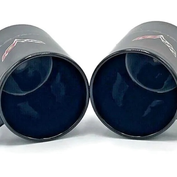 Vintage RARE Chevrolet Corvette Coffee Mug Cup Set of 2 Vette Racing Logo Black - Picture 6 of 12